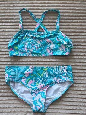 Lilly Pulitzer Girls Caia Bikini Aqua La Vista 12